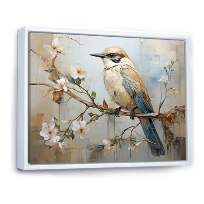 Minimalisme, oiseaux, paradis, paysage floral III, impression sur toile encadrée