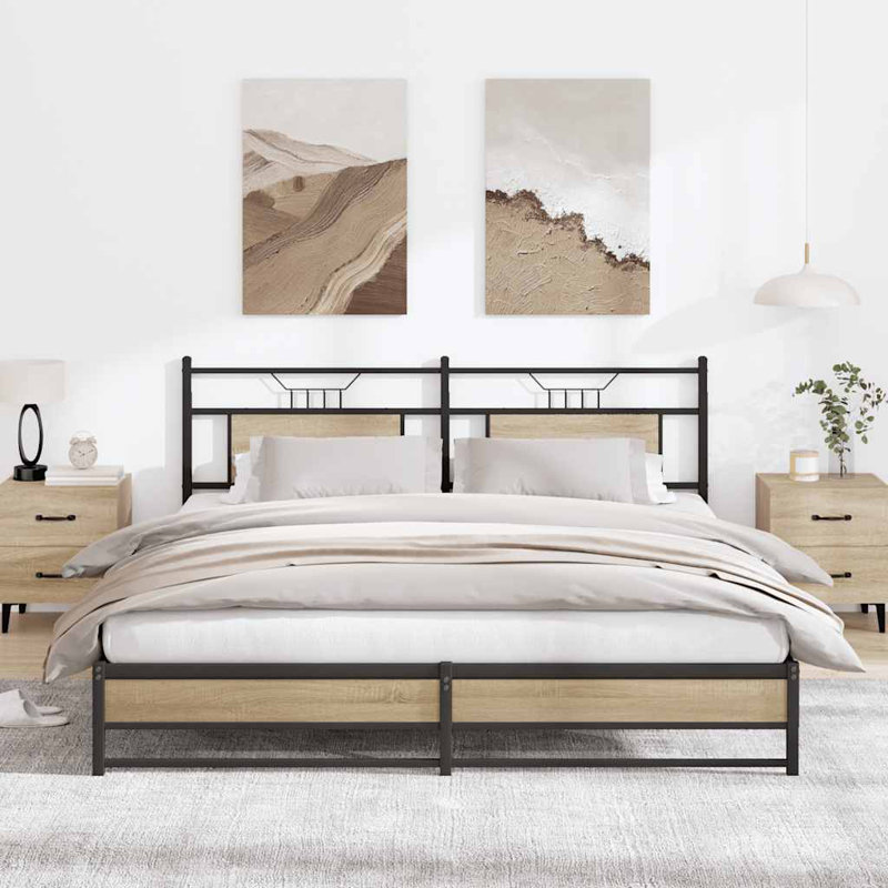 Bed Frame Without Mattress Engineered Wood, European Kingsize (160 x 200cm), Sonoma Oak