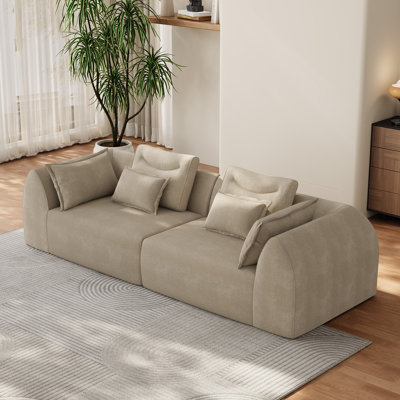 Canapé modulaire sans ossature de 254 cm de large, assise profonde, dossier bas, style moderne