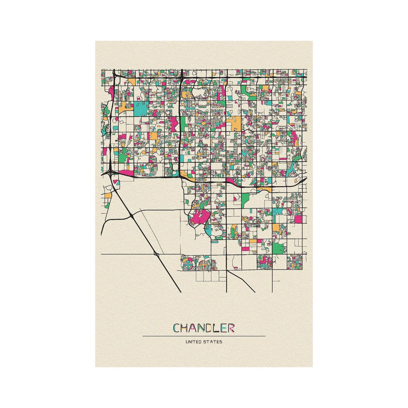 Chandler, Arizona Map by Ayse Deniz Akerman - Wrapped Canvas Gallery-Wrapped Canvas Giclée, 30.48 cm H x 45.72 cm W