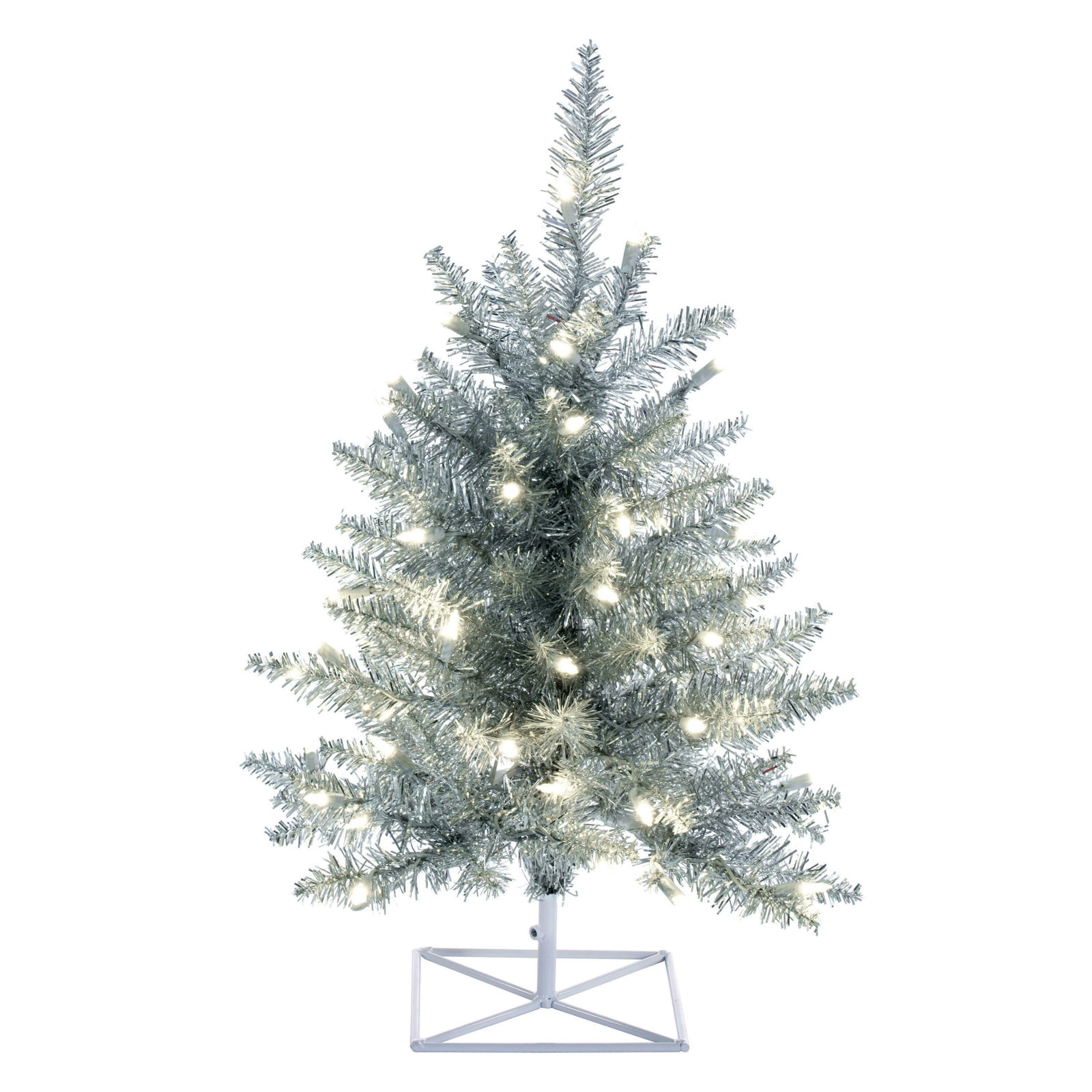 Silver Tinsel Fir Artificial Christmas Tree, 3'