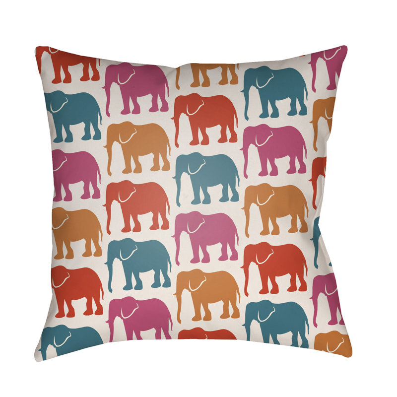 Lolita Elephant 14" x 24" Outdoor Rectangular Pillow Cover & Insert, Lime Green/Bright Orange