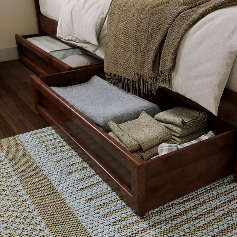Ause Solid Wood Storage Bed, Queen, Walnut