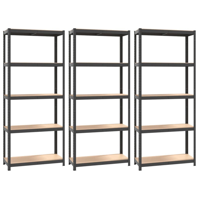 Roberto 75cm W Steel Shelving Unit, 75 x 30 x 172 cm, Anthracite