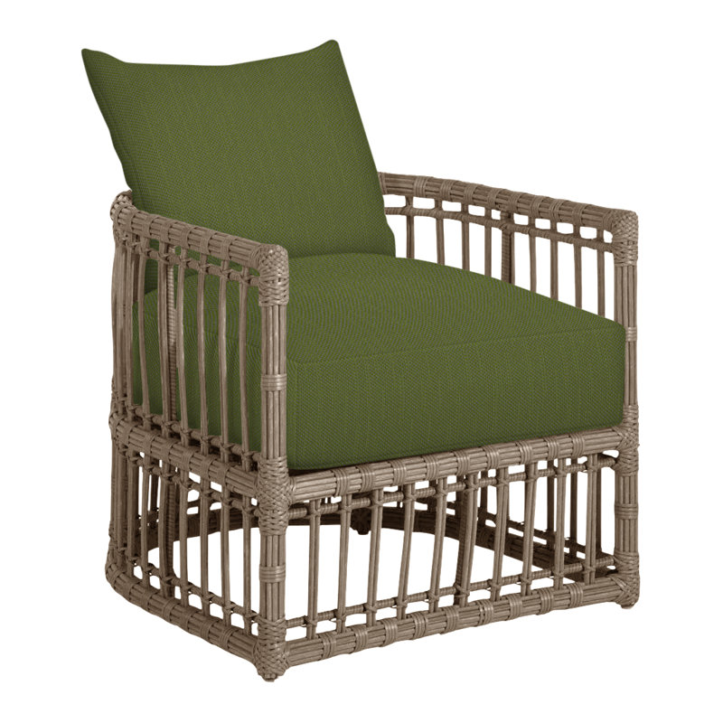 Newport Arm Chair with Cushions, Newport #66 Burlap, No Welt, Linen Forest