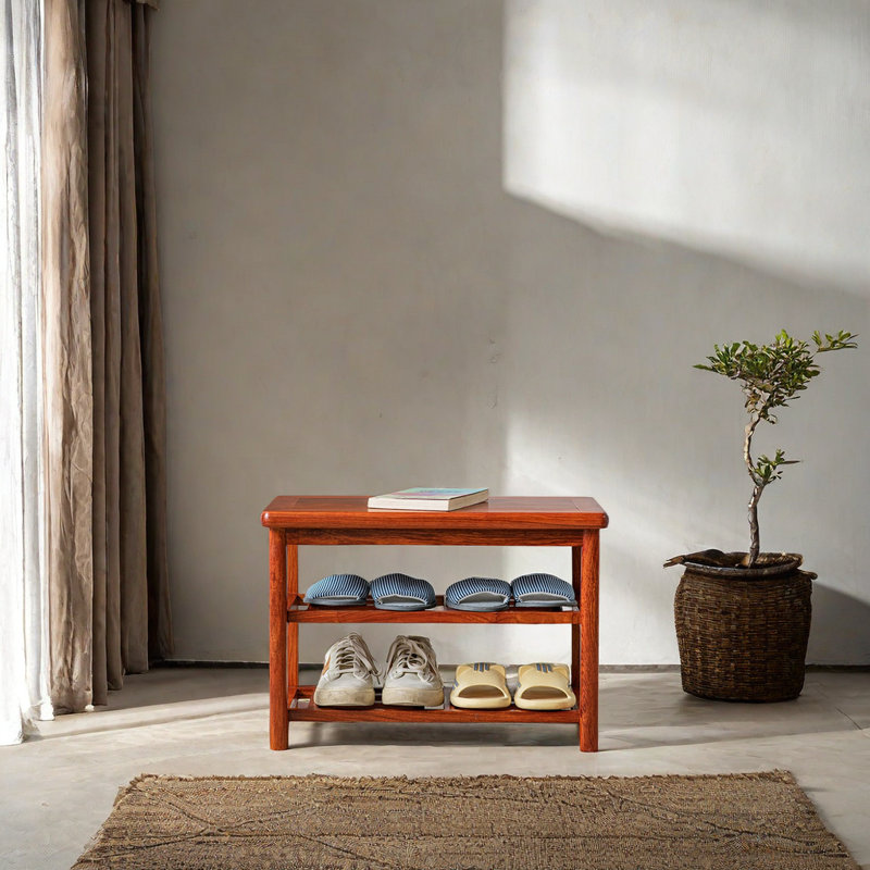Banc de rangement pour chaussures en bois massif 4 paires