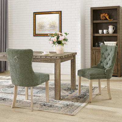 Chaise de salle à manger capitonnée, chaises rembourrées avec tête de clou et anneau de traction