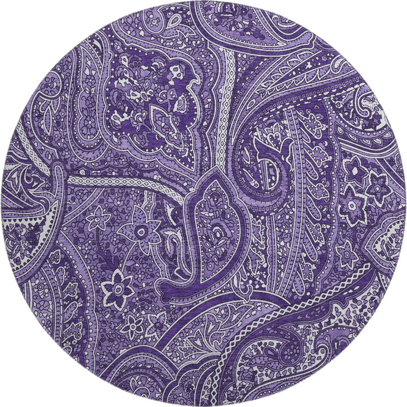 Premium Machine Washable Cerrito Purple Rug, Round 8'