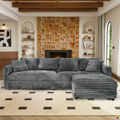 Gus 102.4"W 5 Seaters Convertible LAF RAF Corduroy Sectional, include1 Ottoman