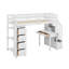 Lit mezzanine simple avec 4 tiroirs, bureau, tablettes et escaliers