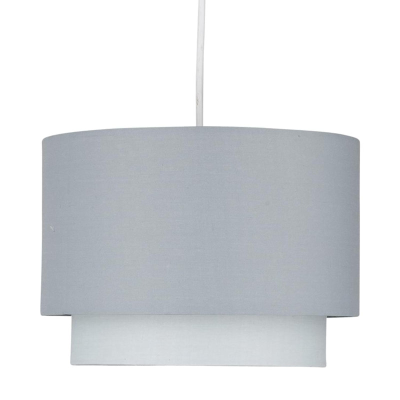 18cm H Cotton Drum Pendant Shade ( Uno ), Grey Ombre