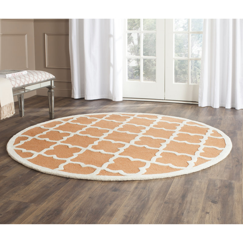 Cannen Hand Tufted Wool Geometric Rug, Round 6'