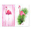 Flamant rose sur rayures roses - ensemble d'art traditionnel de 2 pièces-973511517