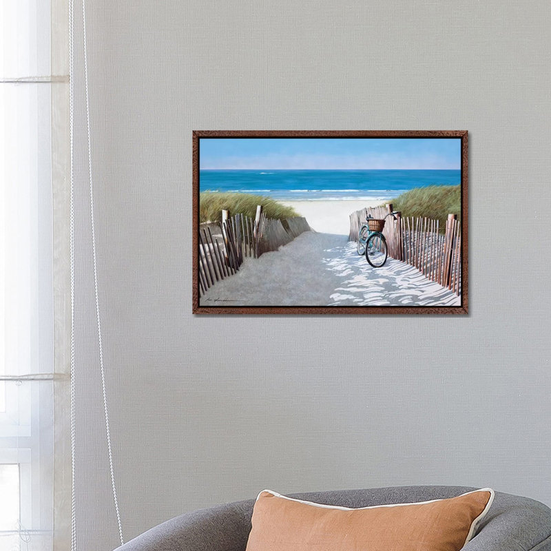 Beach Bike II by Zhen-Huan Lu - Painting on Canvas, Classic Brown Wood Framed, 66.04 cm H x 45.72 cm W