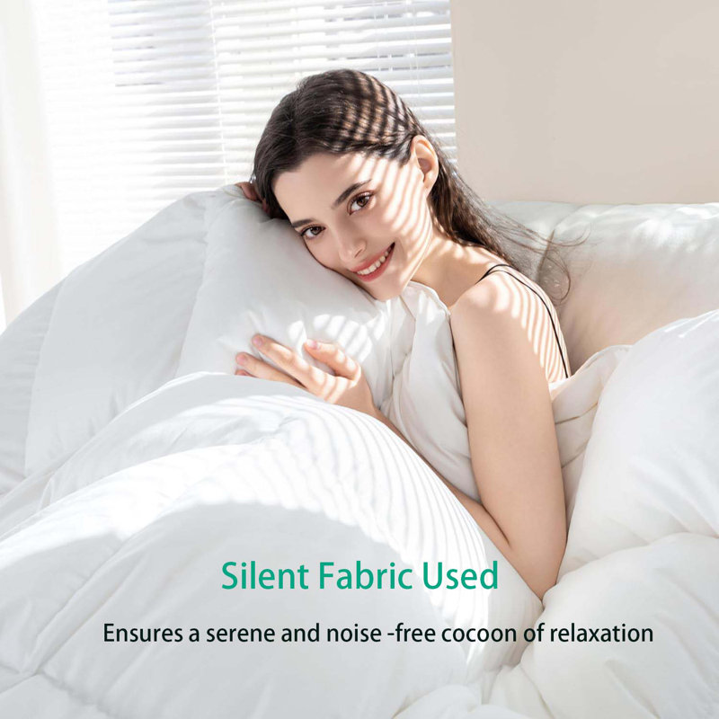 All-Season Goose Feather Down Comforter Soft 100% Cotton Fabric Duvet Insert With Corner Tabs, Twin