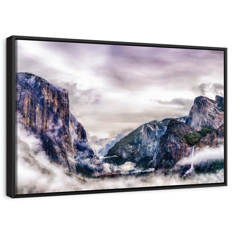 Canyons du parc national Yosemite, Cadre flottant noir, 43 po x 29 po