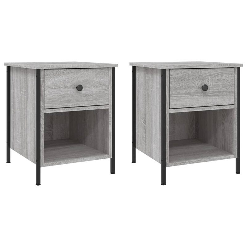 Litvak 40cm W Iron Bedside Table, Grey Sonoma, Set of 2