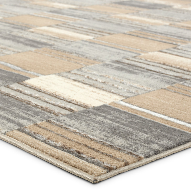 Label J  Rhenium Powerloomed Abstract Gray Area Rug, Runner 3'3" x 8'