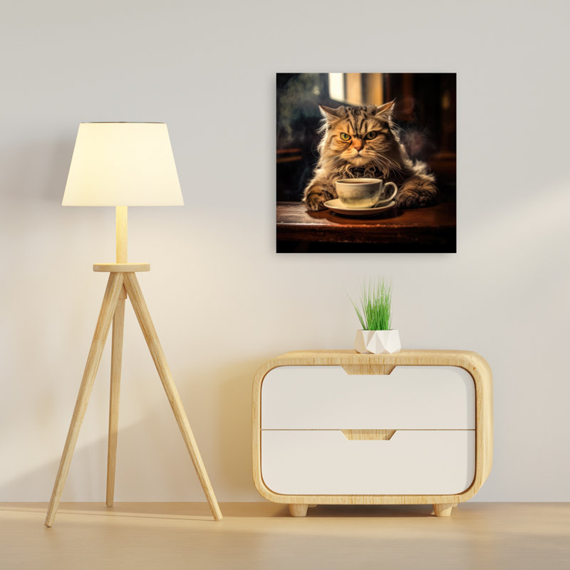 «Grumpy Cat Coffee», art mural contemporain, 24" H x 24" W