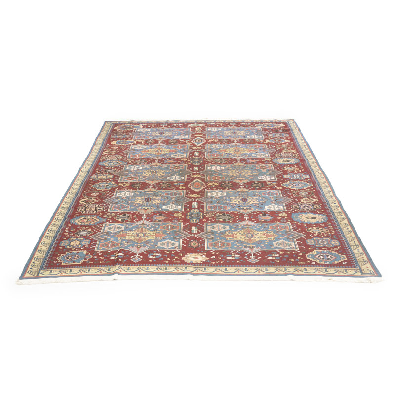 Tapis oriental rouge à motif géométrique floral Maroon