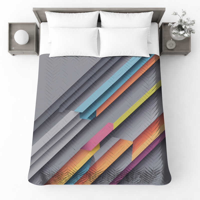 Couvre-lit matelassé à formes géométriques superposées toutes tailles, Lit simple