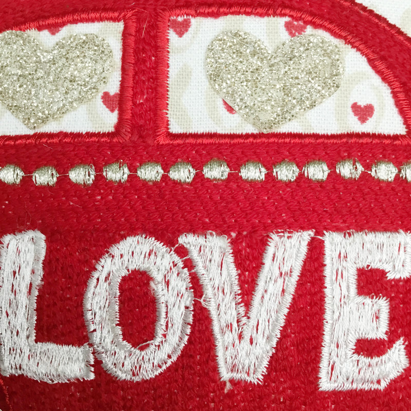 Square Cushion, White/Red Beetle Balloons