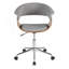 Chaise de bureau en bois de noyer et tissu gris clair