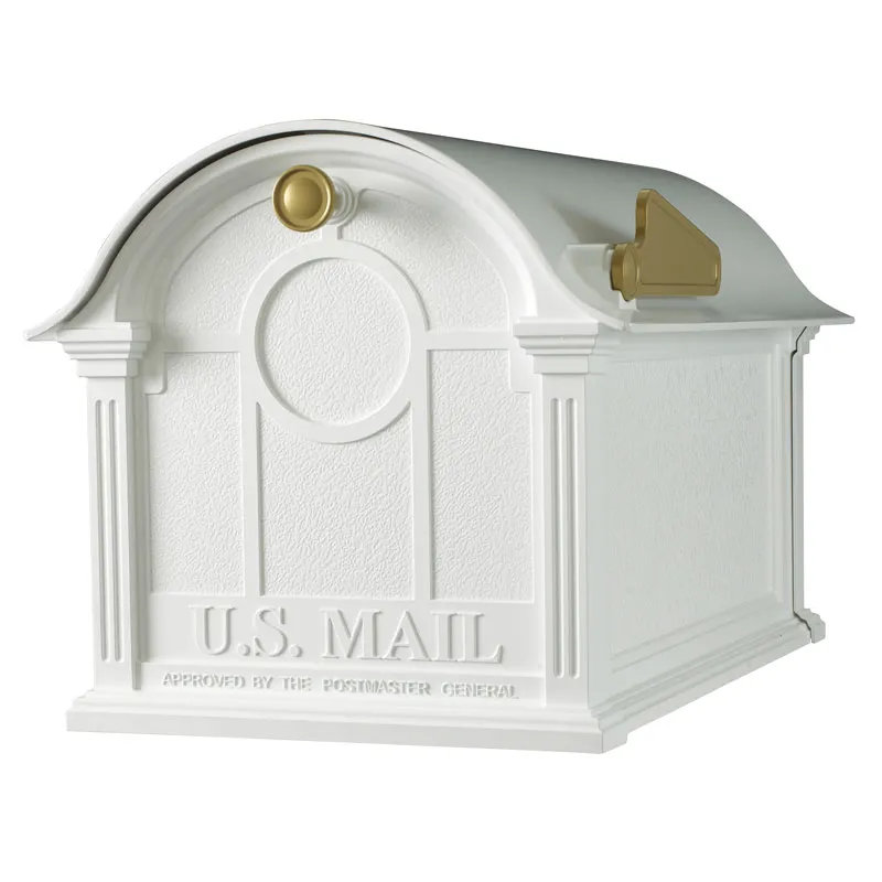 Aluminum Post Mounted Mailbox, White