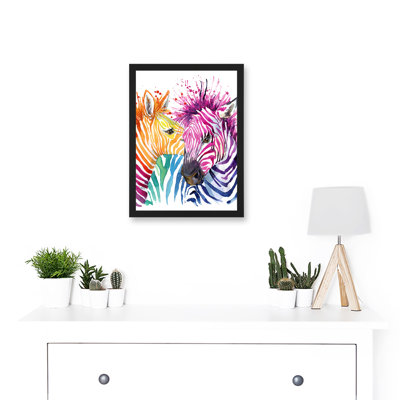 Rainbow Zebra - Single Picture Frame Painting