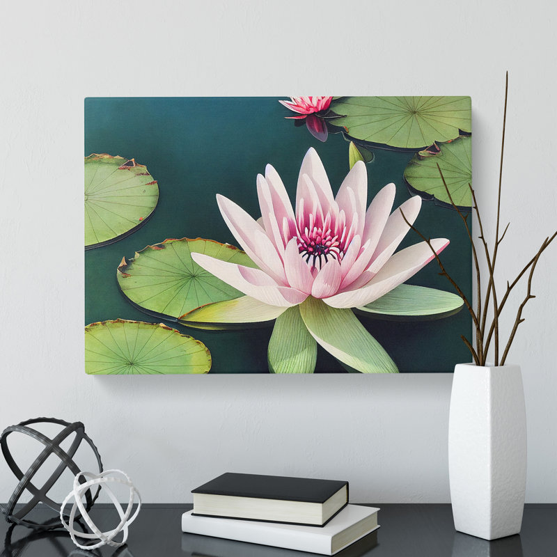 Angelical Water Lily Flowers - Wrapped Canvas Print, 35cm H x 50cm W x 3cm D