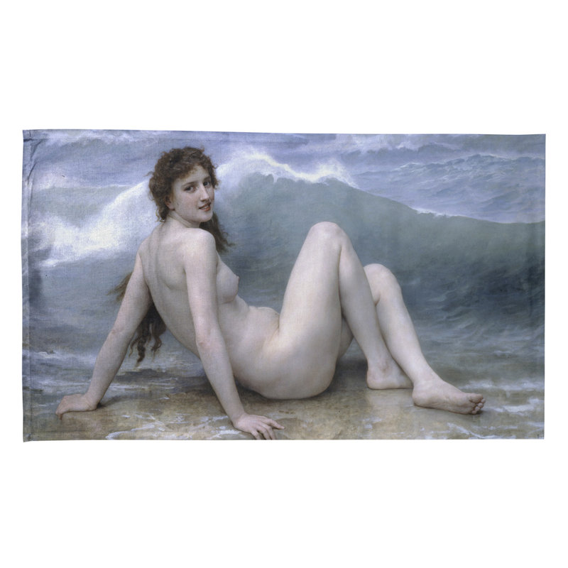 La serviette à thé The Wave par William Adolphe Bouguereau, Bleu, Sergé de coton