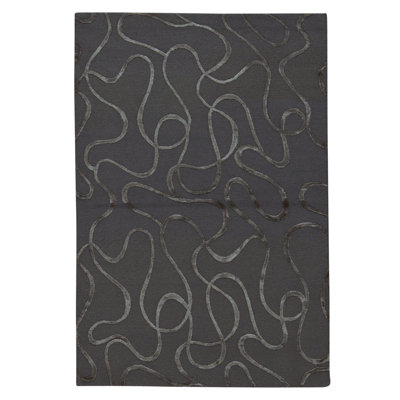 Manchuria Wool Abstract Area Rug in Charcoal/Gray