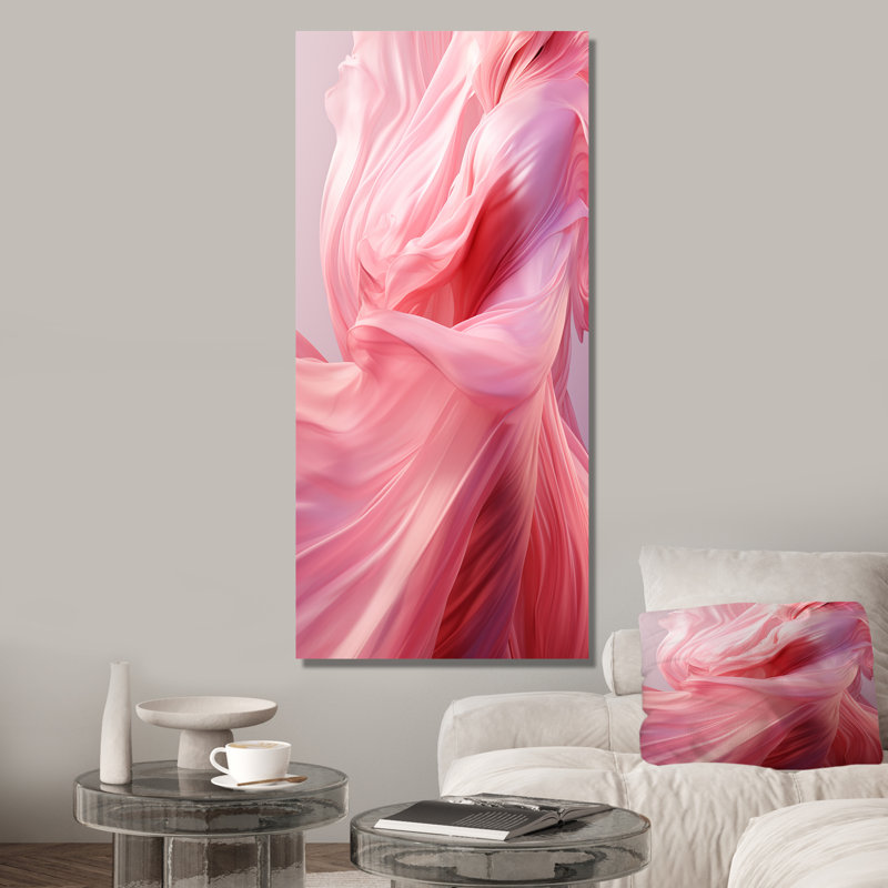 Rose radieux, crépuscule rêveur III, Toile tendue, H 60 po x l 28 po x P 1,5 po