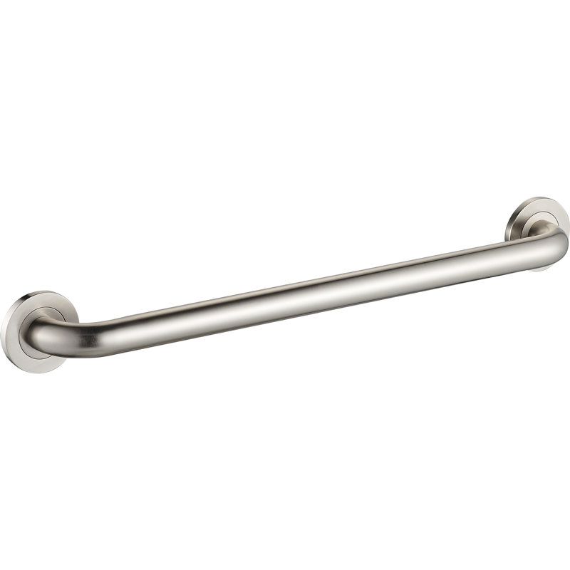 30" Wall-Mounted Round Grab Bar - Brushed Nickel, Premium Brass Construction, Installation Hardware Included, Brushed Nickel