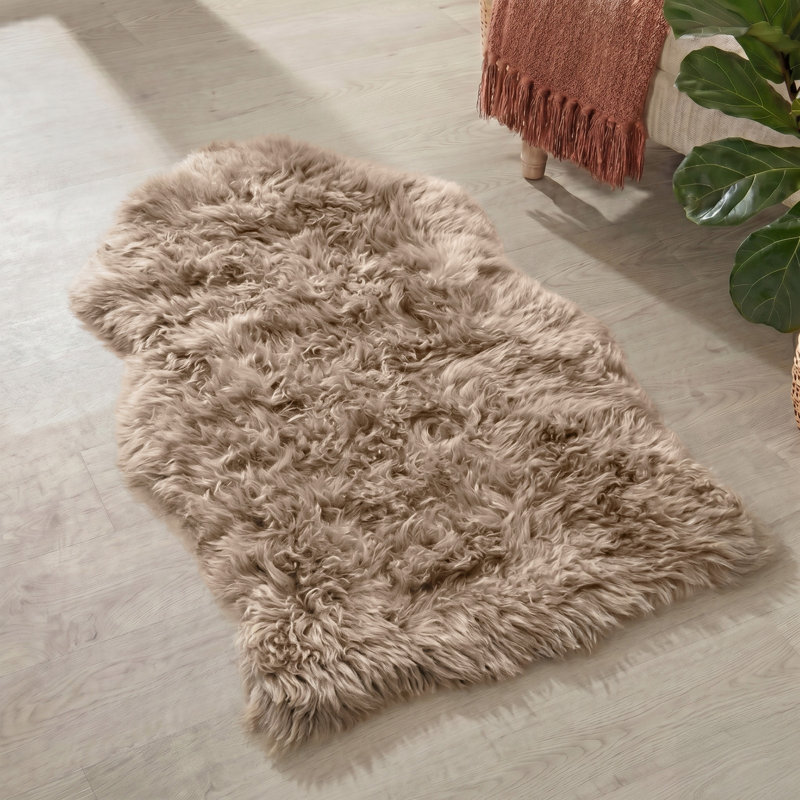Novelty 60 cm x 90 cm Sheepskin Shaggy Area Rug, Beige