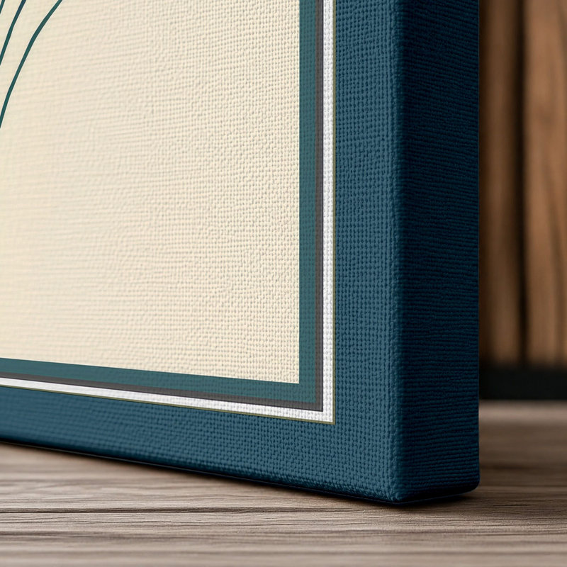 Peacock Feather Study Botanical - Wrapped Canvas, 18x12 - 45.7 x 30.5 cm, Teal Border