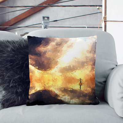 Fishing Boat in Abstract Cushion with Filling