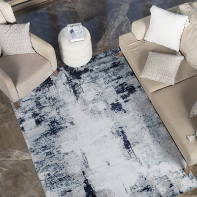 Roudebush Machine Woven Aqua Rug