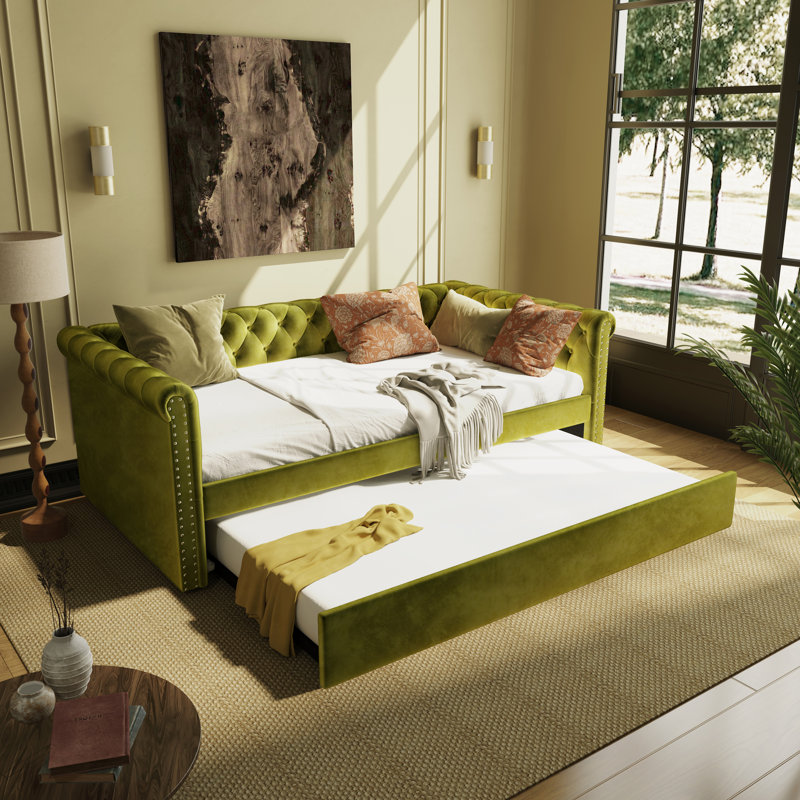 Lit de jour en velours Lahari, Vert