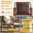 3 PCS Patio PE Wicker Furniture Set with Solid Acacia Wood Frame & Cushions