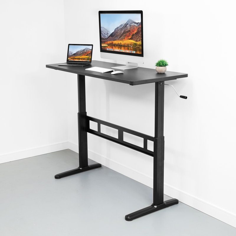 ErgoFlex 54'' Black Steel Manual Height Adjustable Desk