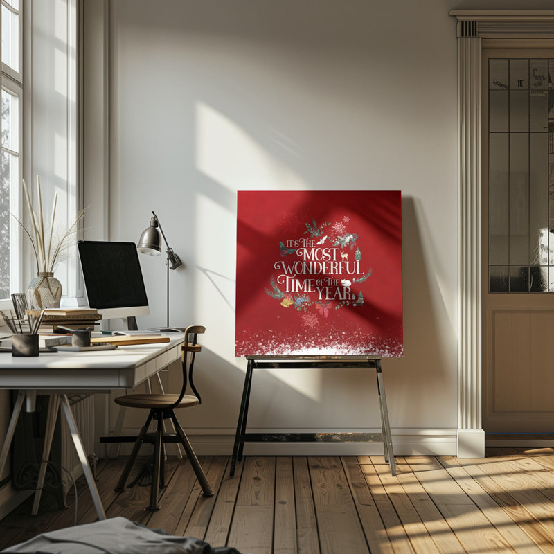 "Most Wonderful Time", art mural sur toile tendue, H 16 po x l 16 po
