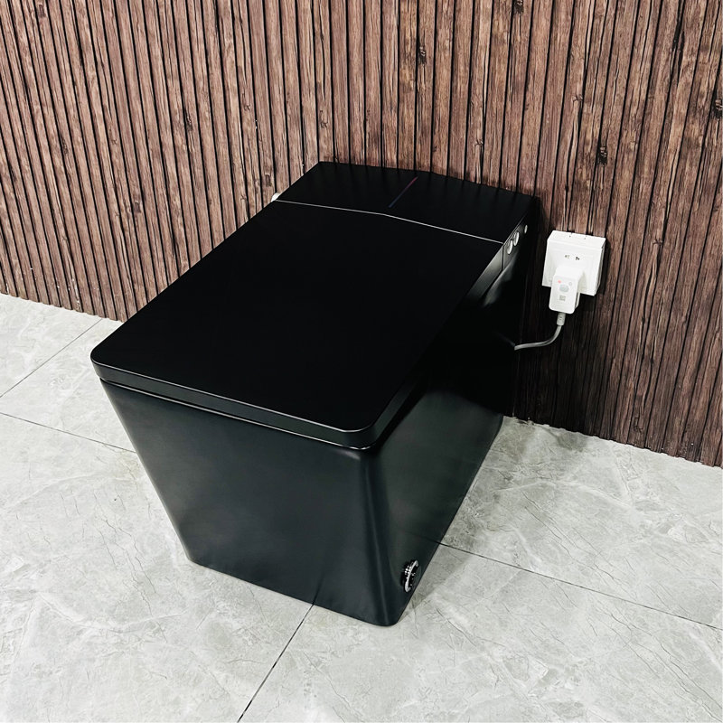 Toilette intelligente carrée noire avec réservoir intégré pour la salle de bain
