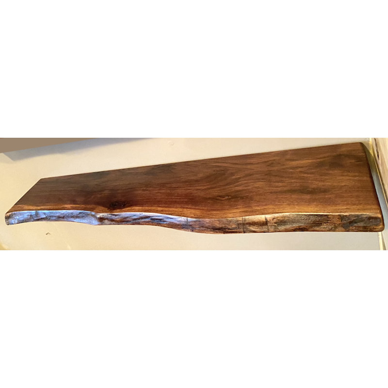 Walnut Floating Shelf with Live Edge, 2" H x 72" W x 12" D