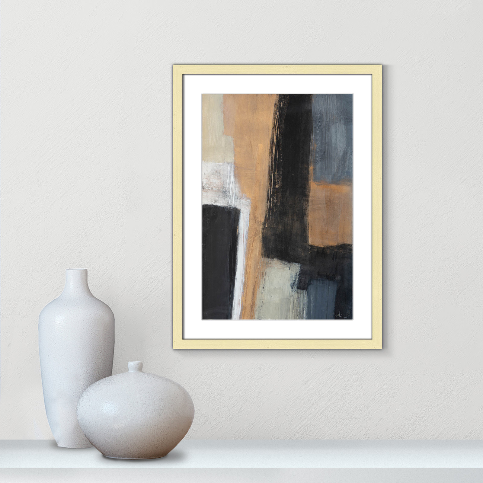 Metallic Slate I Print, 23" H x 17" W x 1.25" D, Gold Matted Picture Framed