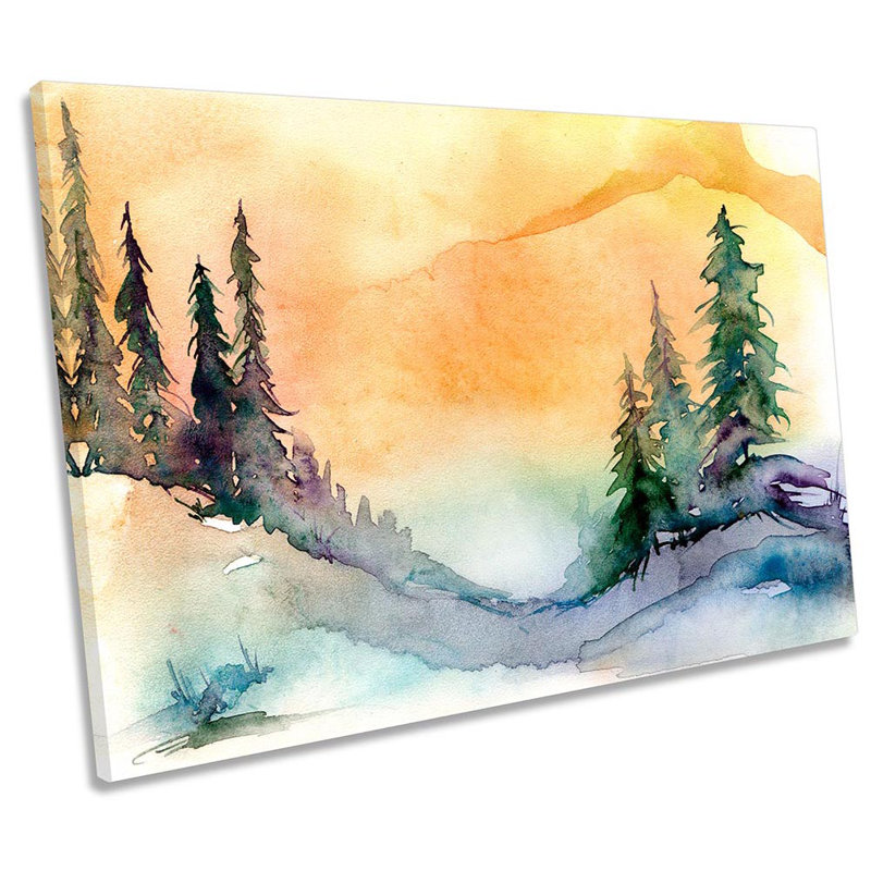 Winter Sunset Forest Orange - Wrapped Canvas Print, 30.5cm H x 45.7cm W x 2cm D