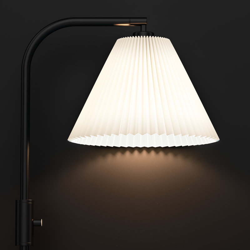 Pepin Arched Floor Lamp With Remote Control, 1000 Lumens LED Edison Bulb Included and Pleated Fabric Shade, Yellow