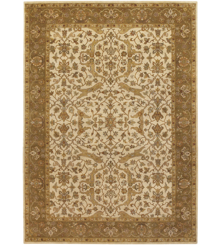 Tapis brun / jaune en laine touffeté à la main Guillaine, Rectangulaire 9 pi x 13 pi
