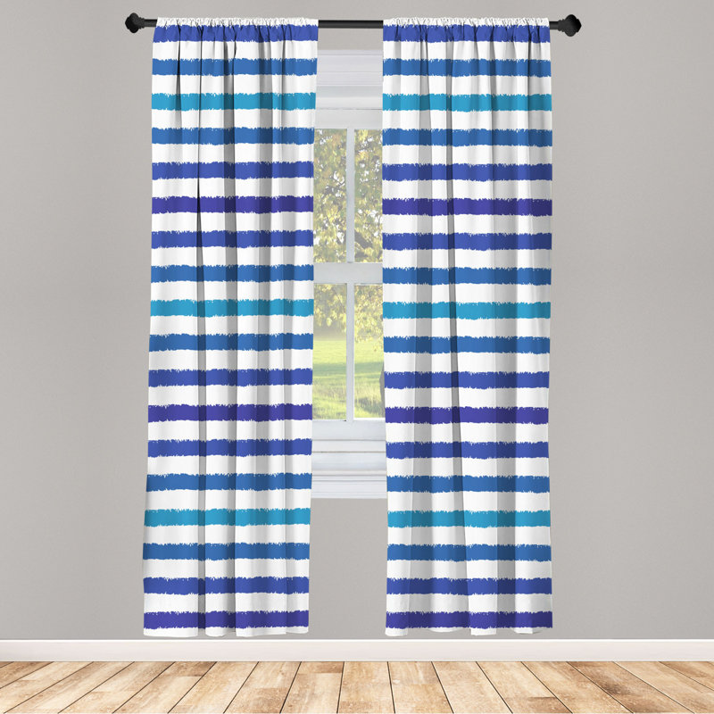 Microfiber Floral Semi-Sheer Rod Pocket Curtain Panels, 28" W x 63" L, Navy/Purple