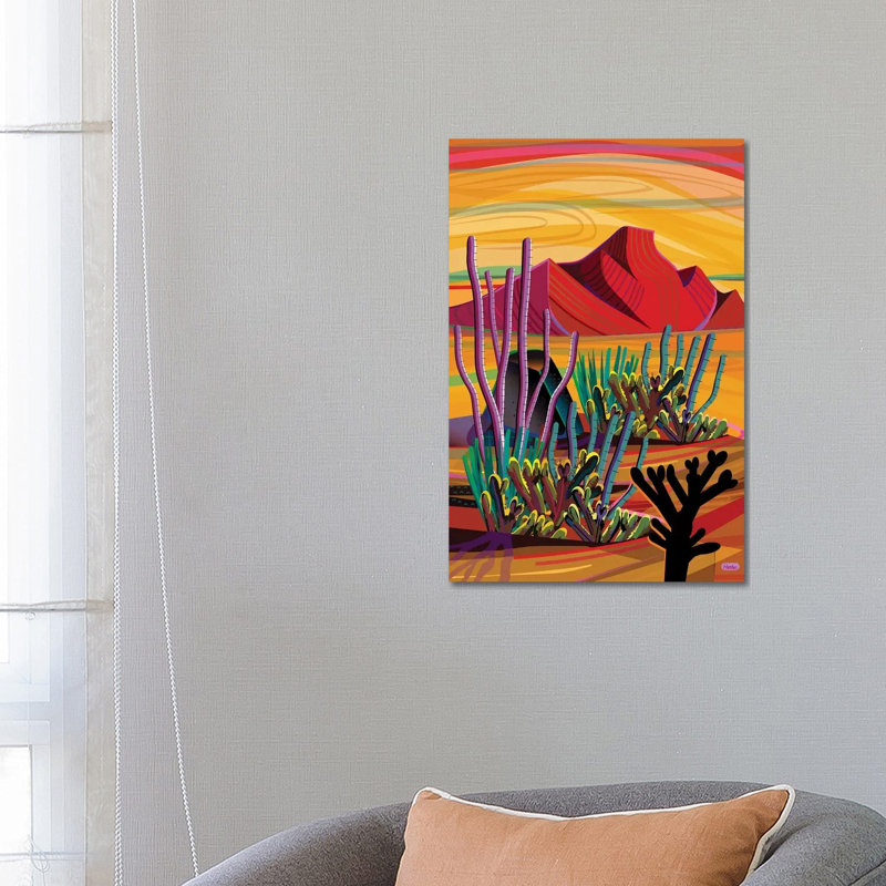 «Cactus Oasis» par Charles Harker, impression sur toile tendue, H 26 po x l 18 po x 1,5 po